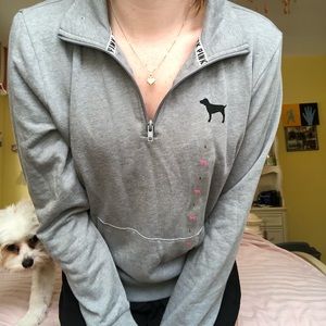 Gray PINK 1/4 zip up